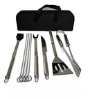 Kit Churrasco De Luxo 9 Peças Inox Profissional C/ Maleta
