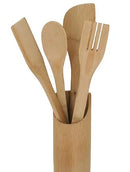 Kit De Utensílios Em Bambu Com Suporte  4Peças