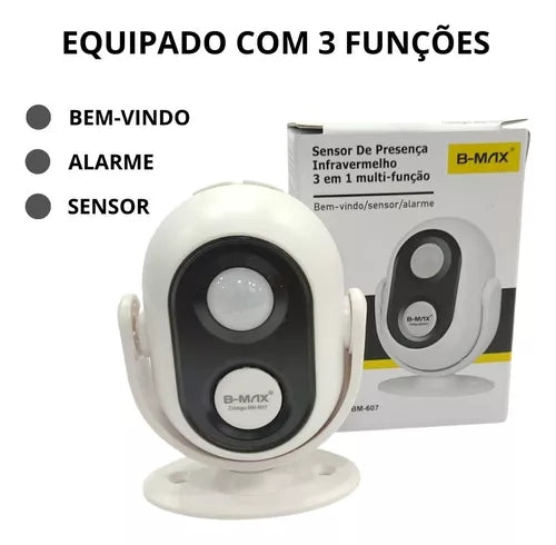 Sensor 3 Em 1 Presença Alarme E Anunciador Bem Vindo Premium