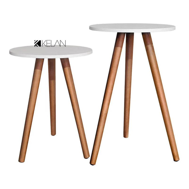 Kit com 2 Mesas Laterais Redondas - Canto de Sofá