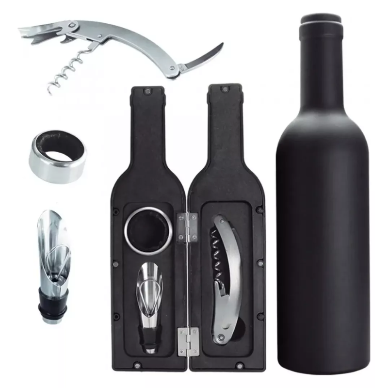 Kit Abridor Saca Rolhas Tampa Dosador Vinho Luxo em Forma de